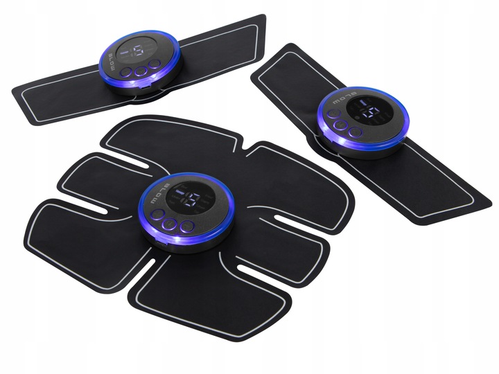 ELEKTROSTYMULATOR EMS MIĘŚNI BRZUCHA PLECÓW RAMION POŚLADKÓW MASAŻER NÓG 3X