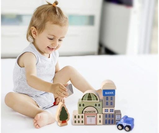 Drewniane Klocki Miasto Auta 115 Klocków + Puzzle