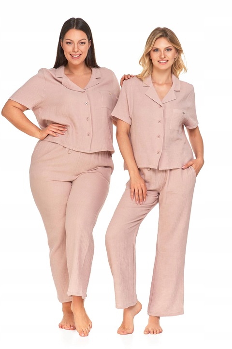 Moraj Długa Bardzo delikatna Piżama Damska z Muślinu Beżowa 5000-008 M