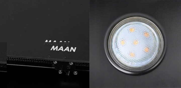 OKAP Kuchenny MAAN VERTICAL 60cm Czarny ŚCIENNY SZKŁO LED CICHY LUX