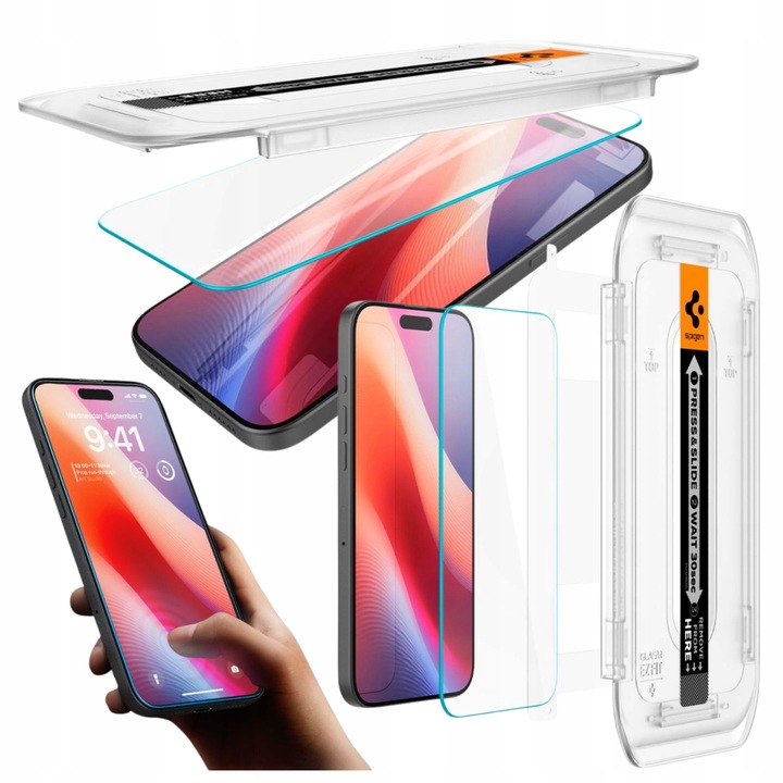 ZESTAW 2 SZT. SZKŁO HARTOWANE DO IPHONE 16 PRO SPIGEN EZ FIT Z APLIKATOREM