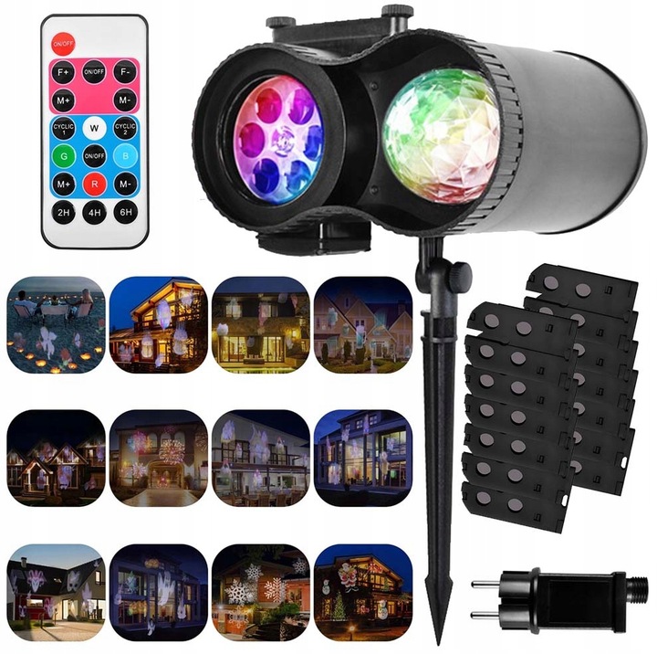 PROJEKTOR LASEROWY ŚWIĄTECZNY NA DOM 12 MOTYWÓW