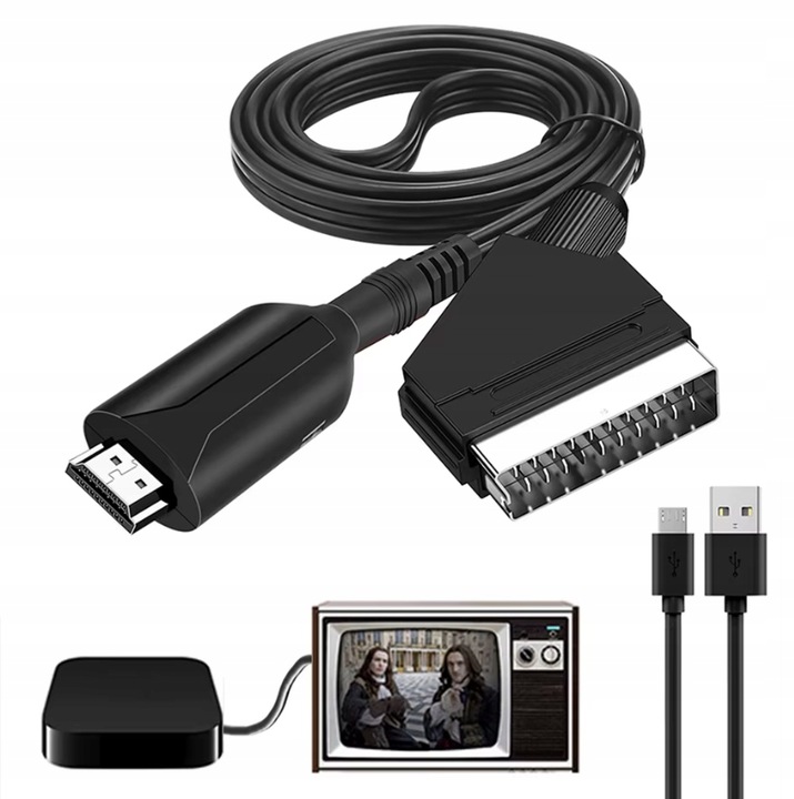 PRZEWÓD ADAPTER KONWERTER SCART DO NA HDMI AV EURO FULL HD 1m