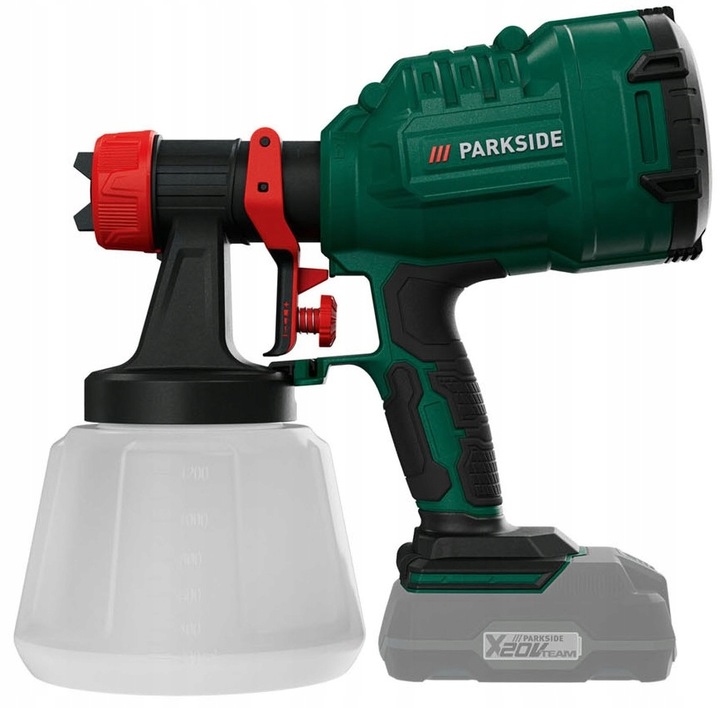 AKUMULATOROWY PISTOLET MALARSKI PARKSIDE PFSA B2 20V ZESTAW AGREGAT +