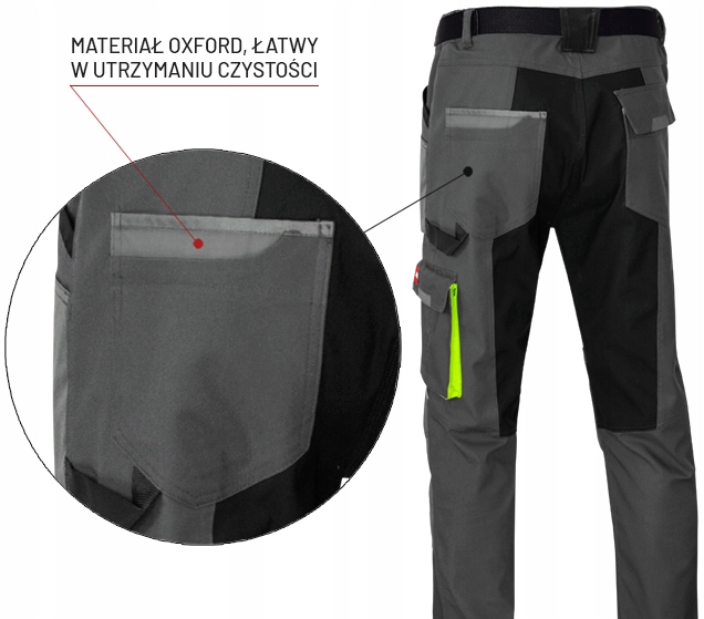 ELASTYCZNE SPODNIE ROBOCZE MĘSKIE WZMACNIANE DO PASA STRETCH SLIM
