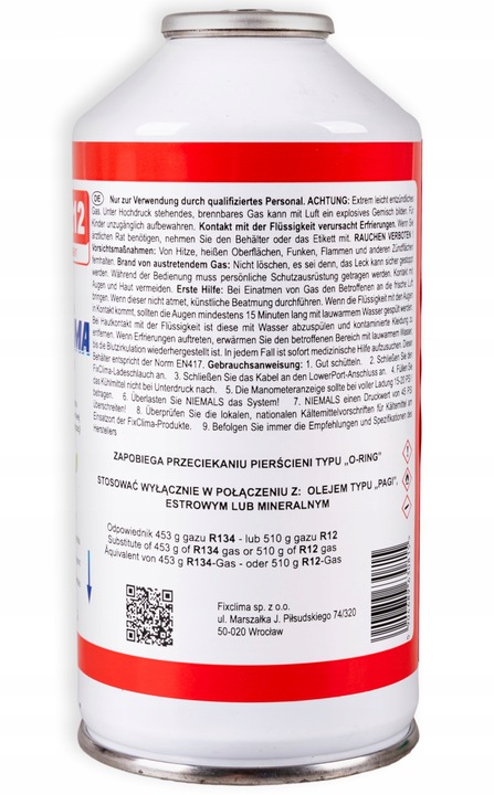 GAZ DO NABIJANIA KLIMATYZACJI AUT R134A CZYNNIK CHŁODNICZY USZCZELNIACZ 3W1