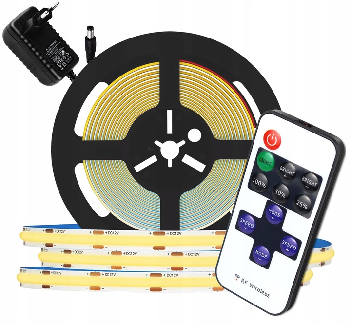 Taśma LED listwa COB 12V 3M Linia NEON Neutralny + zasilacz wtyk 30W