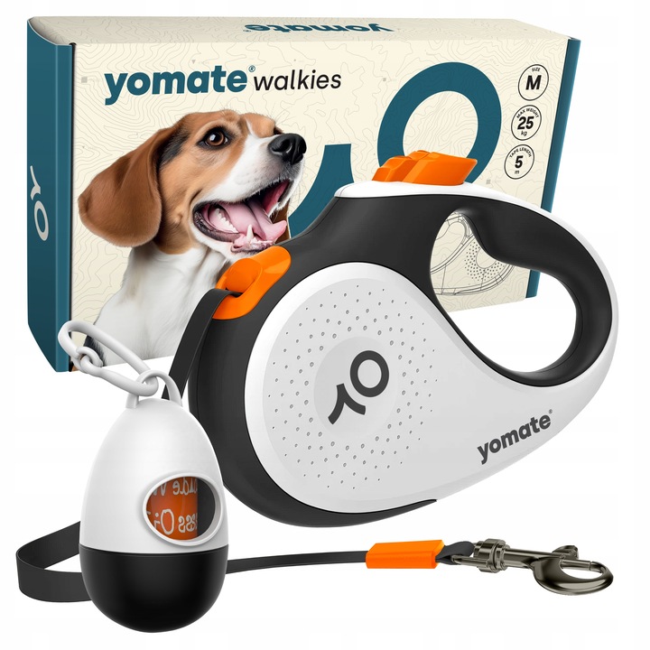 PIES do 25 KG - PORĘCZNA AUTOMATYCZNA SMYCZ dla PSA / MOCNA ZWIJANA TAŚMA