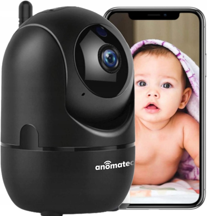 CZARNA KAMERA BEZPRZEWODOWA WIFI 4MPX WEWNETRZNA NIANIA IP APLIKACJA TUYA