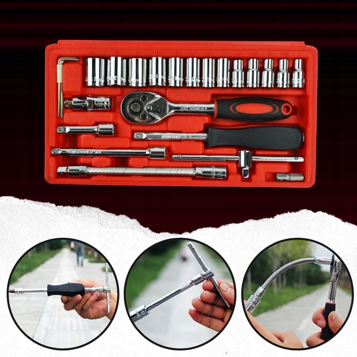 ZESTAW KLUCZY NASADOWYCH KLUCZE NASADOWE 46el TORX WKRĘTAKI IMBUSY