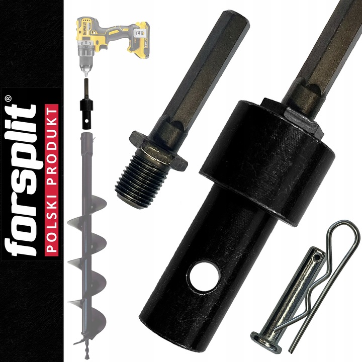 Adapter do wiertarki - Wkrętarka HEX > Wiertło do gleby 20 mm / świder