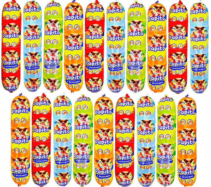 19x1KG Karma dla psa baton PAPITO 83% mięsa + GRATIS