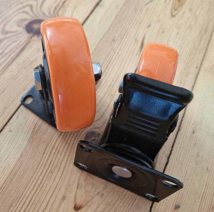 Zestaw 4 kółek kółka 100 mm warsztatowe do wózka obrotowe z hamulcem