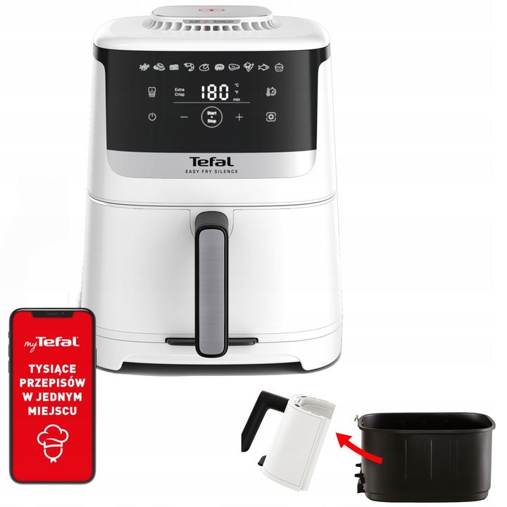Frytkownica beztłuszczowa TEFAL Easy Fry Silence EY5521E 5l biała Air