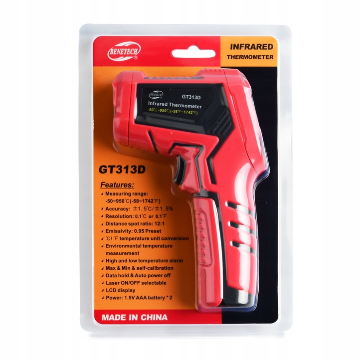 PIROMETR TERMOMETR LASEROWY BEZDOTYKOWY NA PODCZERWIEŃ EMISYJNOŚĆ -50 +950°