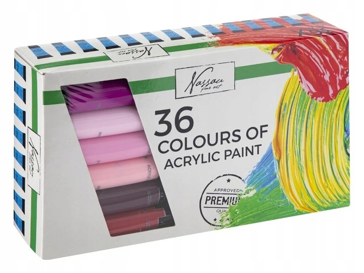 FARBY AKRYLOWE DUŻY ZESTAW FARB AKRYLOWYCH 36x20ml FARBA AKRYLOWA W TUBKACH