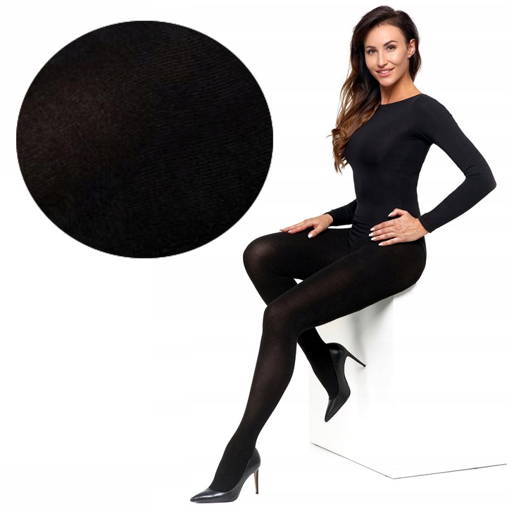 RAJSTOPY Damskie Grube BAWEŁNIANE 200DEN Czarne Ciepłe MORAJ r.4