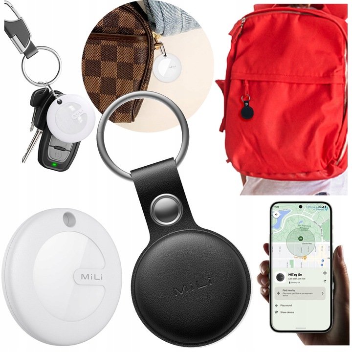 Lokalizator GPS MiTag MiLi ANDROID + Etui Brelok do plecaka kluczy dla