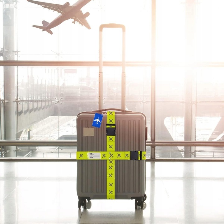 4 x PAS BAGAŻOWY SPINAJĄCY WALIZKĘ zabezpieczający +4 identyfikatory ZESTAW