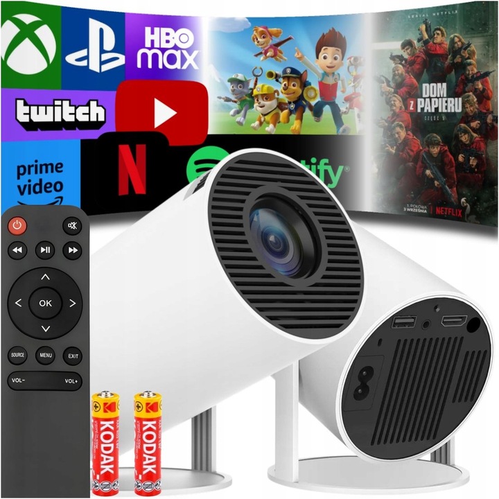 Rzutnik Projektor WiFi Pilot Android TV 130 cali 4K FULL HD HY300 PRO LED