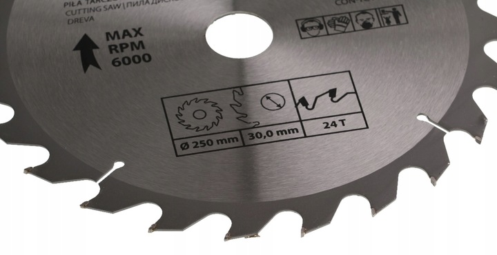PIŁA TARCZOWA WIDIOWA TARCZA DO CIĘCIA DREWNA 250x30mm 24Z redukcja 20,16mm