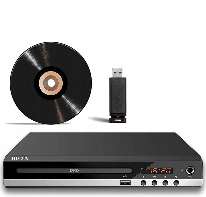 DVD PLAYER Z HDMI AV USB 1080P SYSTEM PAL/NTSC PODWÓJNE WEJŚCIA MIKROFONOWE