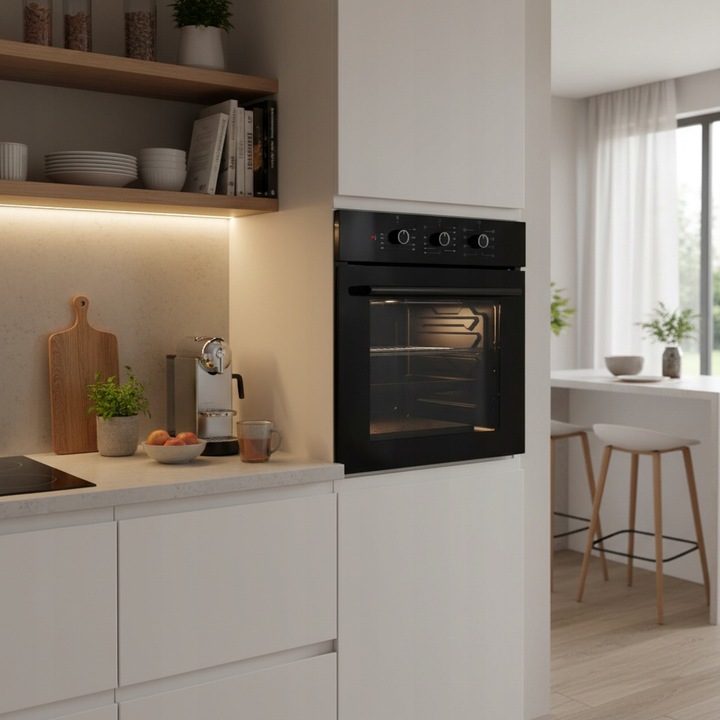 PIEKARNIK DO ZABUDOWY GŁĘBOKOŚĆ 55cm ELEKTRYCZNY 50L CZARNY POKRĘTŁA