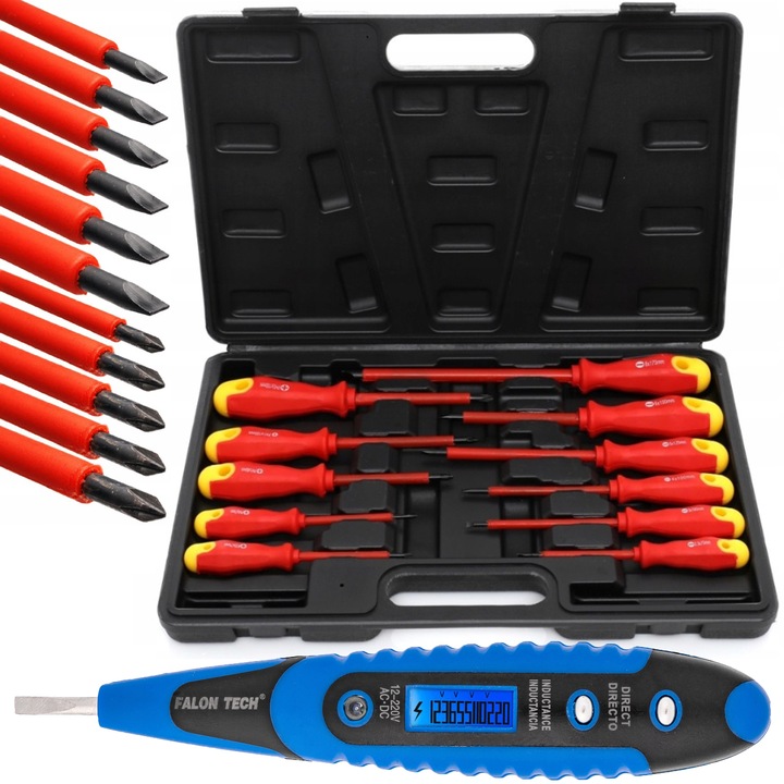 WKRĘTAKI ŚRUBOKRĘTY IZOLOWANE DLA ELEKTRYKA + PRÓBNIK NAPIĘCIA