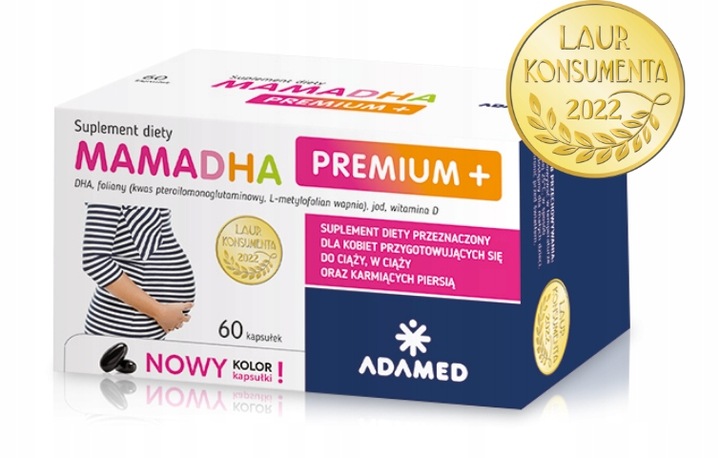 MamaDHA Premium+ 60 kaps witaminy w ciąży DHA