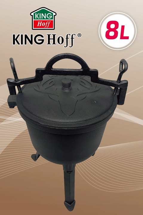 Kociołek Myśliwski 8 L EMALIA Żeliwny GARNEK na OGNISKO Emaliowany