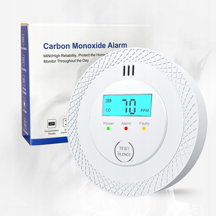 CZUJNIK CZADU GAZU TLENKU WĘGLA CO DETEKTOR LCD ALARM DŹWIĘKOWY I