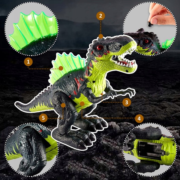 DUŻY DINOZAUR T-REX ŚWIECI RYCZY CHODZI ZIEJE PARĄ XXL