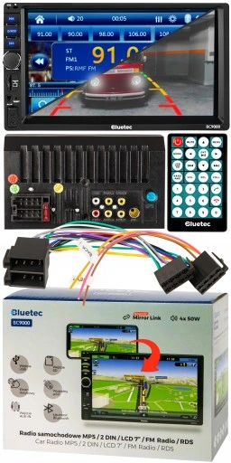 Radio samochodowe Bluetooth 2DIN + kamera cofania