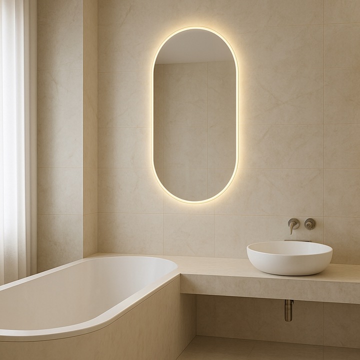 Lustro owalne LED COB łazienkowe, uniwersalne 100x50 cm bez ramy IP 67