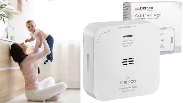 Czujnik czadu Firesco FCO-850 WF z WiFi aplikacja Tuya