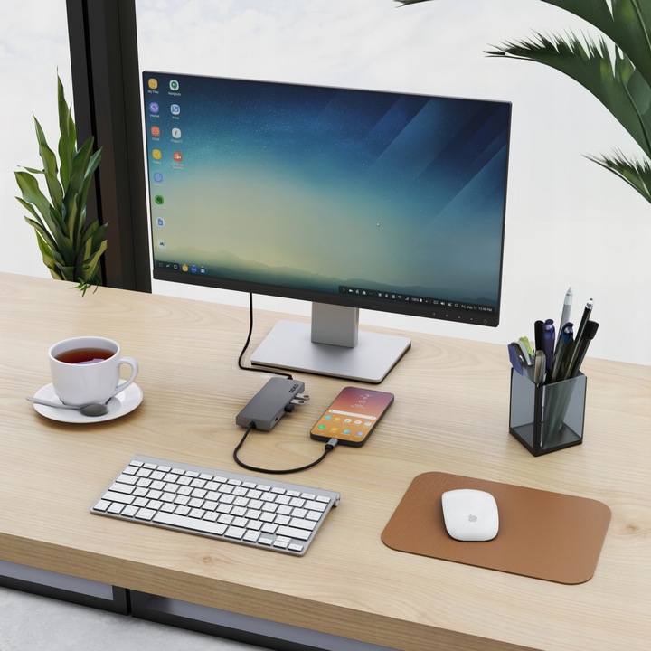 Hub Usb C 8w1 Stacja Dokująca 100W HDMI 4K 60Hz 3xUSB LAN SD DEKO BUSINESS