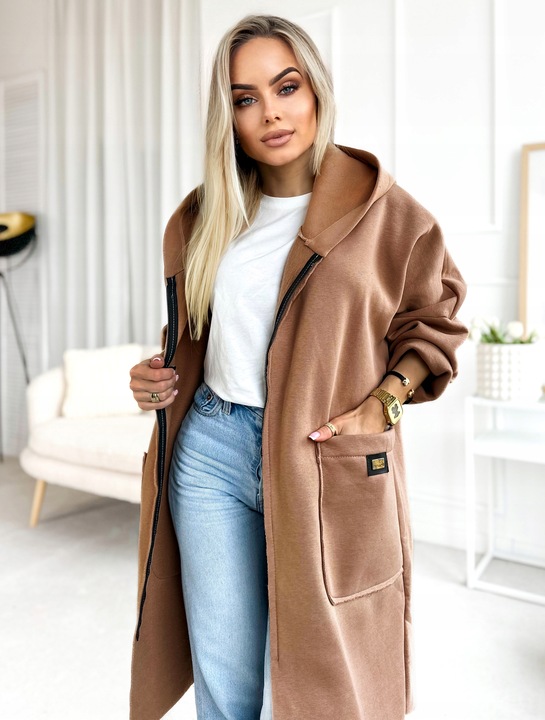 BLUZA DAMSKA gruba ciepła rozpinana dresowa PARKA kaptur KOLORY