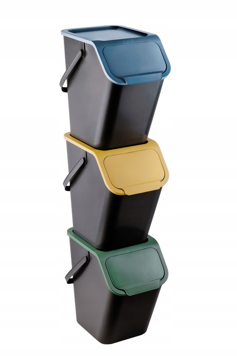 Pojemnik do segregacji odpadów kosz na śmieci metal plastik Bini żółty 25L