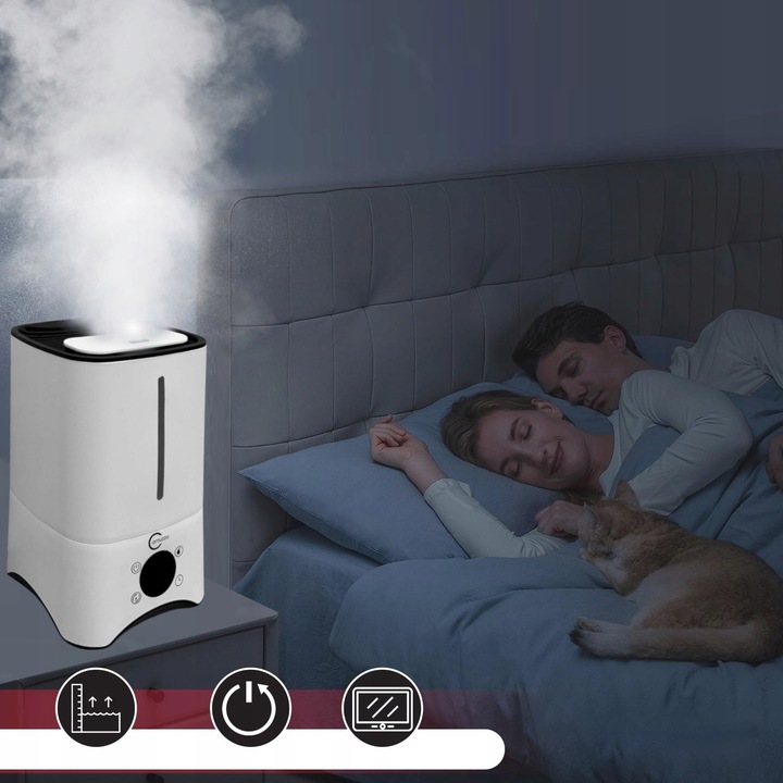 Nawilżacz powietrza AUTOMATYCZNY + AROMATERAPIA 6w1 +12 OLEJKÓW FILTR