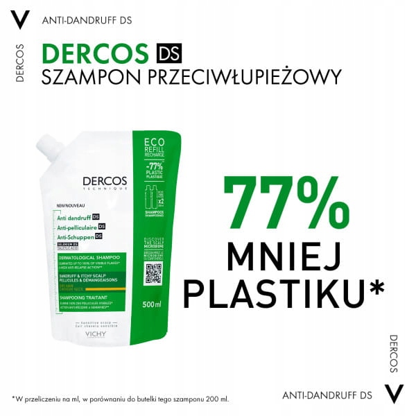 VICHY DERCOS Szampon Przeciwłupieżowy REFILL Włosy Suche - 500ml