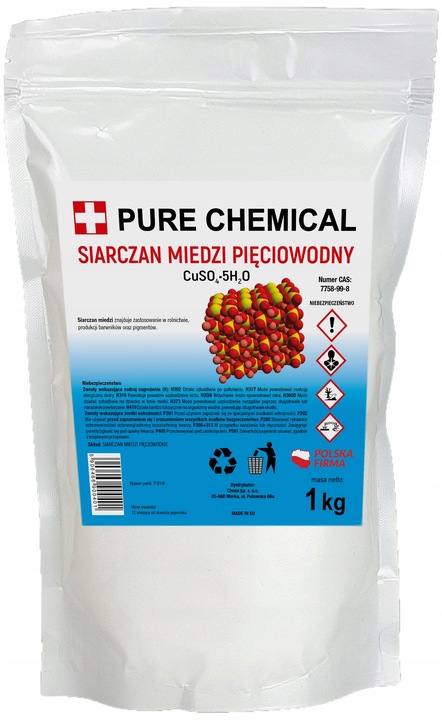 SIARCZAN MIEDZI PIĘCIOWODNY CUSO4 CZYSTY BEZ DODATKÓW 1kg