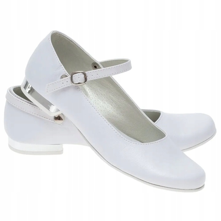 Białe buty komunijne dla dziewczynki dziewczęce Polskie baleriny OM830-39