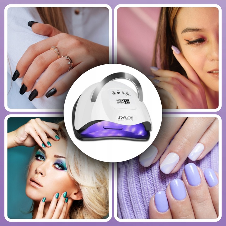 LAMPA UV DO PAZNOKCI LED 180W DO HYBRYD ŻELI MOCNA SUN X7 MAX BIAŁA LCD