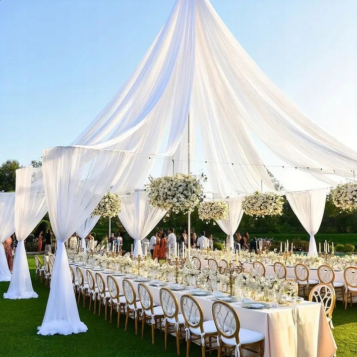 materiał biały 10m do dekoracyji ślubu, wesela. Dekoracja na roczek chrzest