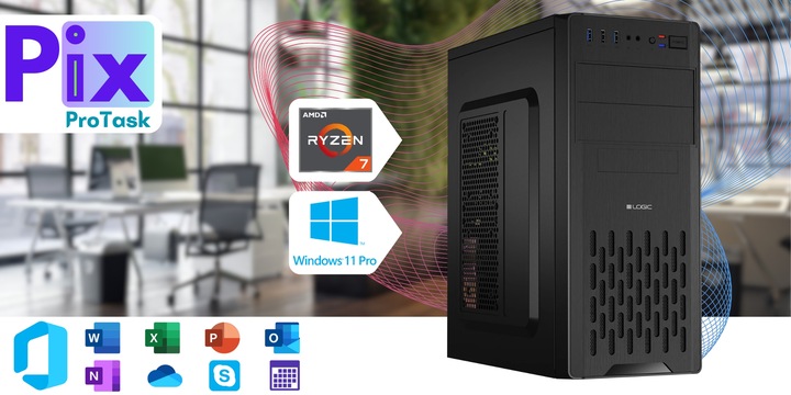Pix ProTask Komputer Ryzen 7 32GB DDR4 1TB NVMe Windows 11 Wydajny Mocny