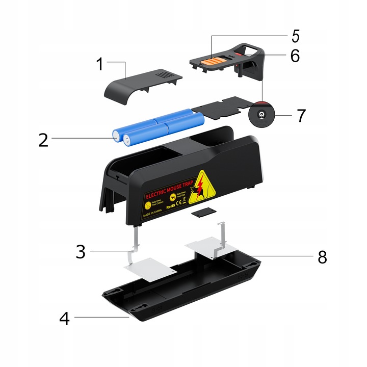 ELEKTRYCZNA PUŁAPKA ŁAPKA NA MYSZY PRĄDEM GRYZONIE Z ALARMEM DUŻA
