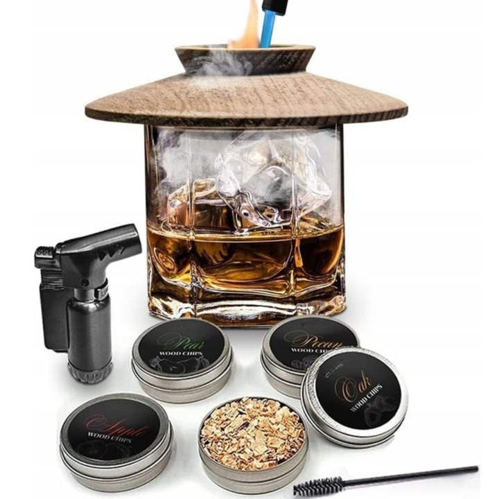 Zestaw do Wędzenia Whisky Smoker Gadżet Prezent dla Chłopaka Mężczyzny 8w1