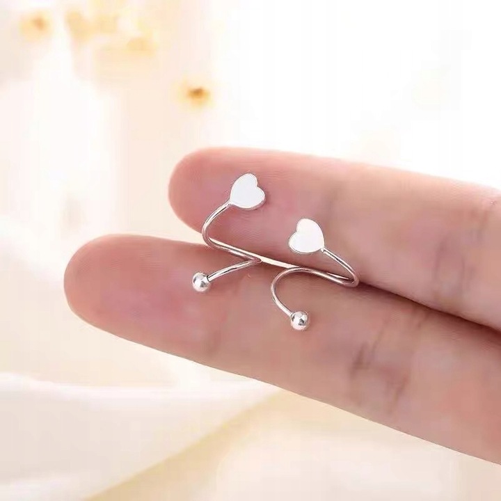 Kolczyki Srebrne PRÓBA 925 SREBRO Serca Sztyfty WKRĘTKI Damskie