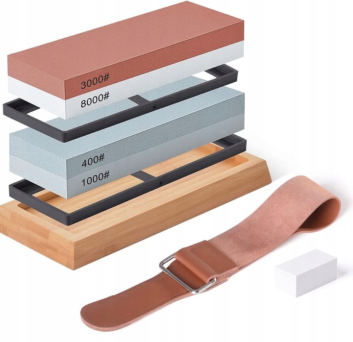 OSEŁKA DWUSTRONNA OSTRZENIE KAMIEŃ Wodny ZESTAW Ostrzałka do noży