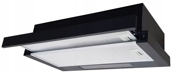 Czarny okap kuchenny teleskopowy podszafkowy Marin 50cm + FILTR